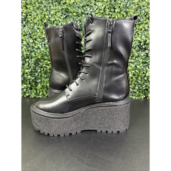 Circus NY by Sam Edelman Slater Black Faux Leather Combat Lace Up Boots Size 7.5 - Picture 9 of 12